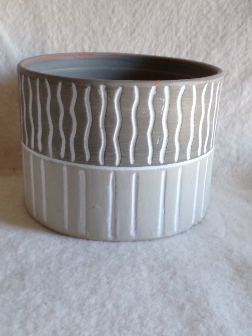 Terra Cotta Clay Planter Striped Pot TerraCotta